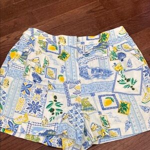 J. Crew Blue and Yellow Shorts with Playful Pattern